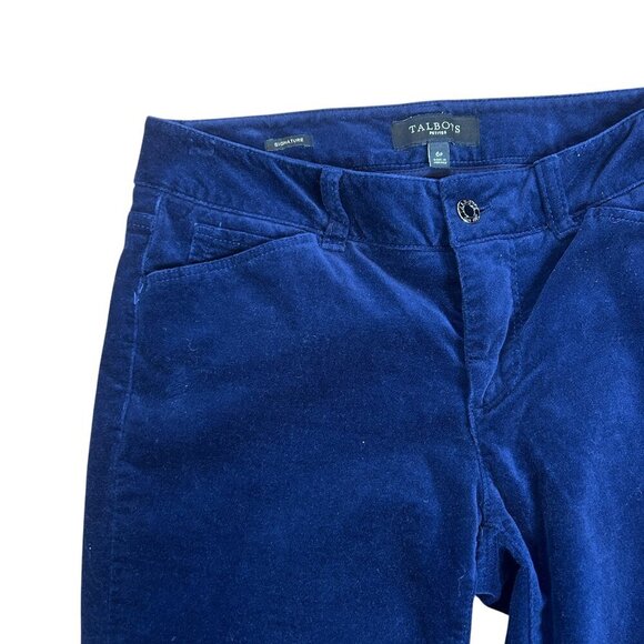 Talbots Navy Blue Velvet Velour Signature Stretch Jeans Size 6 Petite - Picture 1 of 12